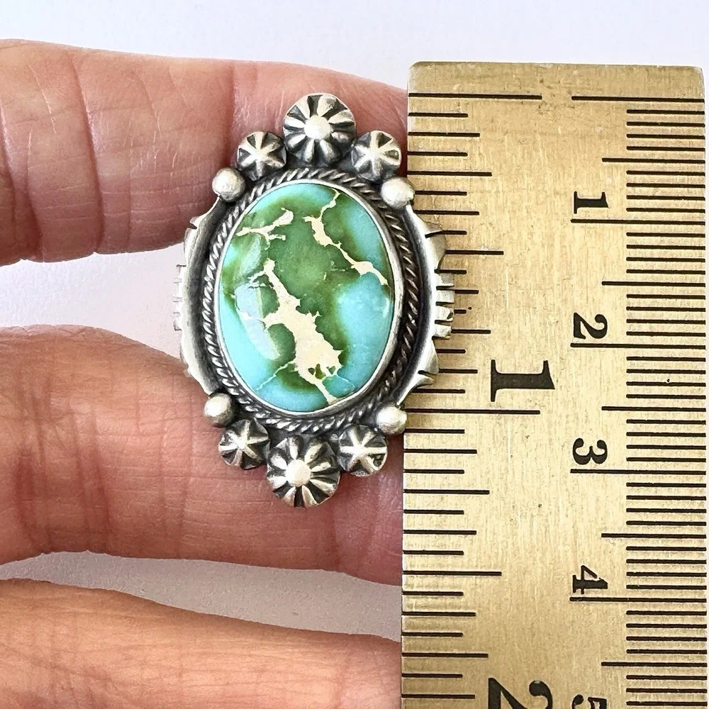 Navajo‎ Turquoise Ring Sz 10 Sonoran Gold Sterling Benally Native American Stars
